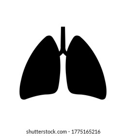 Illustration of human lungs, isolated black flat icon vector on white background