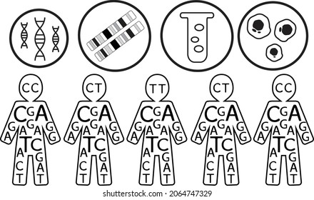 Illustration Of Human Population Carrying DNA - Population Genetics And Genetic Studies