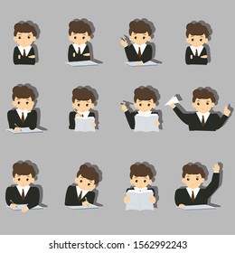 Illustration of human reading writing or working concept. Creative idea design  for online services, research and social Marketing, Can be used for web banners, printed material, and website design.