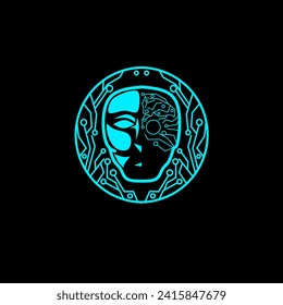 Illustration of human robot head logo design
