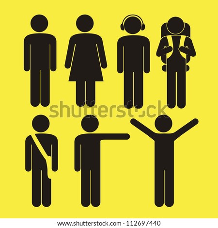 Illustration human silhouettes be performing several actions, vector illustration