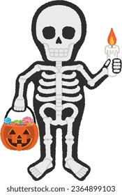Illustration of human skeleton. On Halloween, it's filled with skeletons.
