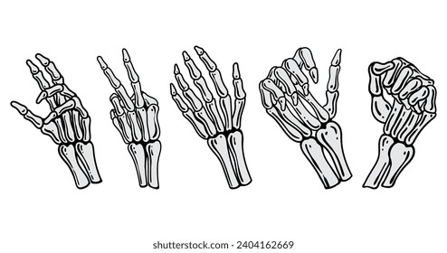 illustration of human skull hand movement