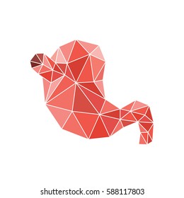 Illustration of human stomach with faceted low-poly geometry effect, vector