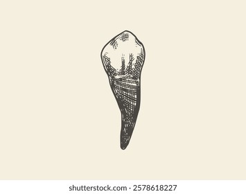 Illustration of an Human Tooth Canine Hand Drawn