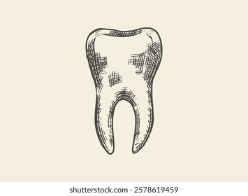 Illustration of an Human Tooth Hand Drawn