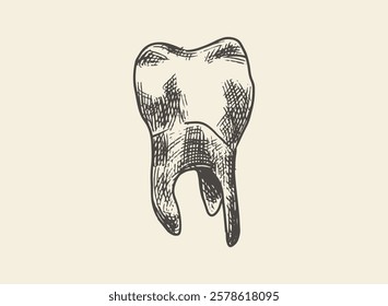 Illustration of an Human Tooth Molar Hand Drawn