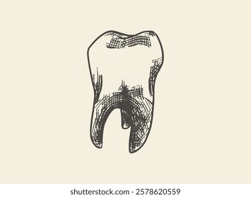 Illustration of an Human Tooth Molar Hand Drawn