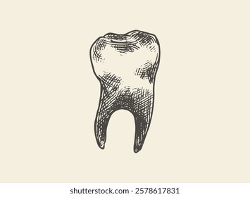 Illustration of an Human Tooth Premolar Hand Drawn