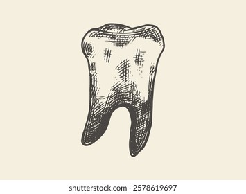 Illustration of an Human Tooth Premolar Hand Drawn