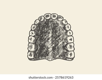 Illustration of an Human Tooth Props Hand Drawn