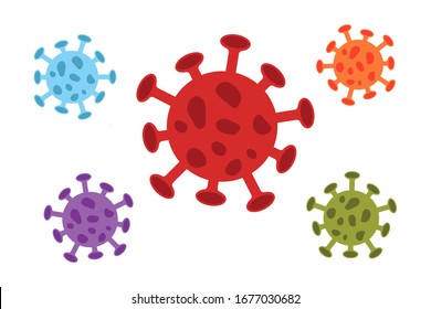 illustration human virus, bacteria or germs isolated on white background. corona virus sign on banner, Corona virus danger and public health risk disease and flu outbreak. coronavirus disease covid-19