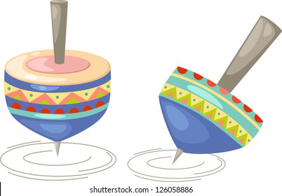 illustration of a Humming-top ,whirligig on a white background