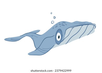 Illustration of a humpback whale stylized in a limited color palette, for posters and cards