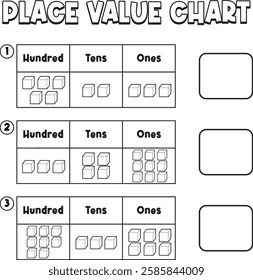 Illustration of hundreds, tens, and ones blocks