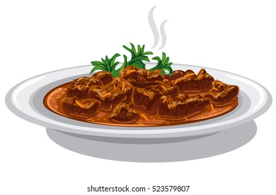 illustration of hungarian goulash dish in plate