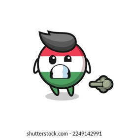 the illustration of the hungary flag badge cartoon doing fart , cute style design for t shirt, sticker, logo element