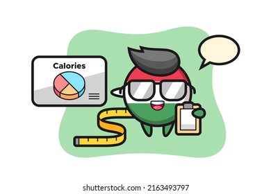 Illustration of hungary flag badge mascot as a dietitian , cute style design for t shirt, sticker, logo element