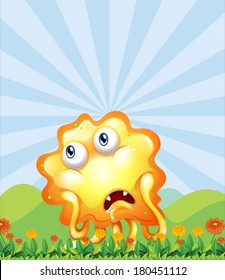 Illustration of a hungry monster at the hilltop
