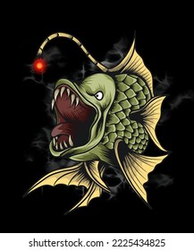 illustration of a hungry predatory fish
