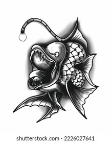 illustration of a hungry predatory fish