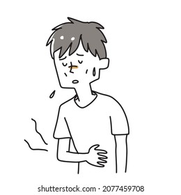 Ilustración de un joven hambriento