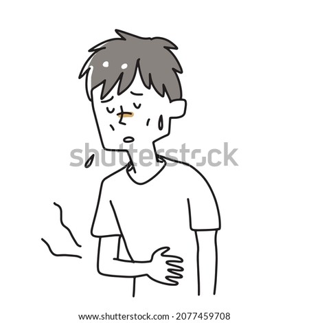 Illustration of a hungry young man