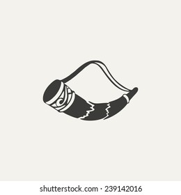 illustration of Hunting horn. Black and white style