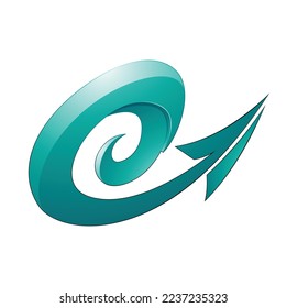 Illustration of Hurricane Shaped Embossed Arrow in Persian Green Color isolated on a White Background