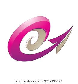 Illustration of Hurricane Shaped Embossed Arrow in Magenta and Beige Colors isolated on a White Background