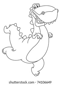 illustration of a hurry dinosaur outlined