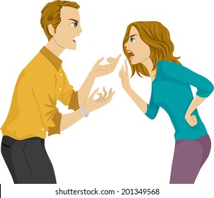 Illustration of a Husband and Wife Arguing