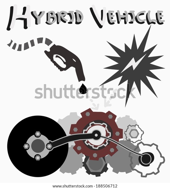 Illustration\
of hybrid vehicle symbol , energy concept \
