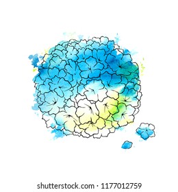 illustration of hydrangea Background with blue flowers