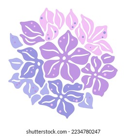 Illustration of hydrangea flower. Beautiful decorative plant.