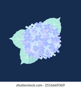 Ilustración de la flor de hortensia con hojas