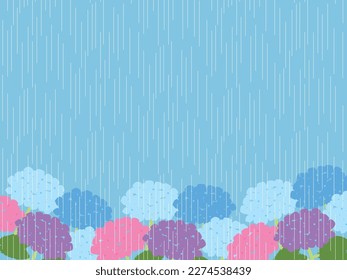 ilustración de hidrangea y lluvia