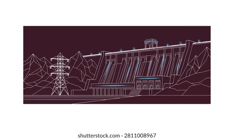 Illustration of a hydroelectric dam.