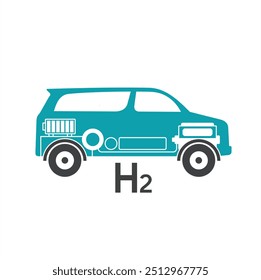 Ilustración de vehículo de hidrógeno, Arte vectorial.