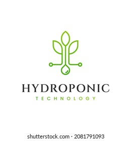 Illustration Hydroponic seed and drop water Technology logo design