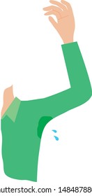 Illustration of hyperhidrosis with sweat flowing from the side