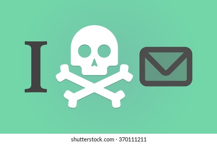 Illustration of an "I don't like" hieroglyph with an envelope