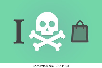 Illustration of an "I don't like" hieroglyph with a shopping bag