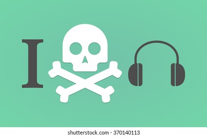 Illustration of an "I don't like" hieroglyph with a earphones