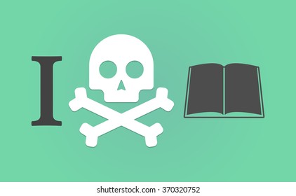 Illustration of an "I don't like" hieroglyph with a book
