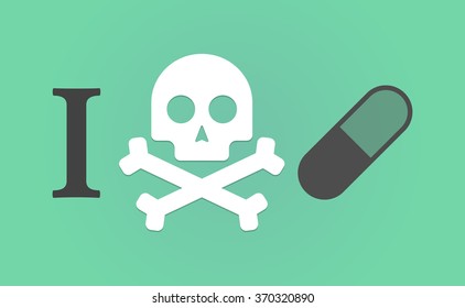 Illustration of an "I don't like" hieroglyph with a pill