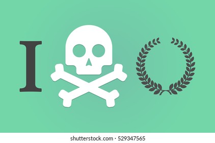 Illustration of an "I don't like" hieroglyph with  a laurel crown sign