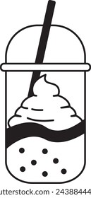 illustration of an ice boba icon with additional cream topping on top