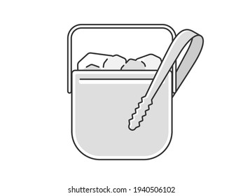 Illustration of an ice bucket with ice.