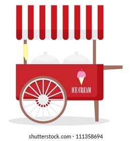 Illustration of ice cream cart isolated in white background.